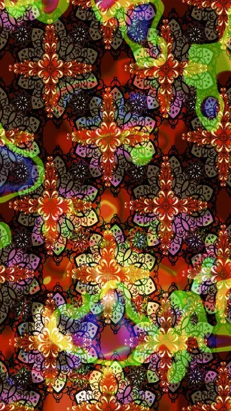 Raster deseni. Bahar çiçekleriyle desen dalla, kahverengi renklerle çiçek siluetiyle.