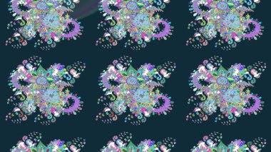 Mavi renkli çiçekler. Raster illüstrasyonunda çiçek deseni çizimi.