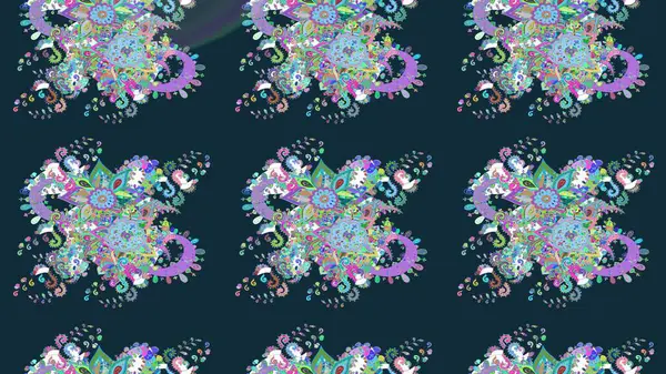 Mavi renkli çiçekler. Raster illüstrasyonunda çiçek deseni çizimi.