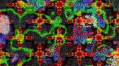 Çizim çiçek deseni duvar kâğıdı olarak kullanılabilir. Siyah renkli çiçekler. Raster illüstrasyonu.