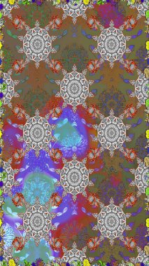 Kahverengi ve gri renkli çiçekler. Renkli Bahar Temalı Kusursuz Arkaplan. Düz Çiçek Elementleri Tasarımı. Güzel çiçek deseni..