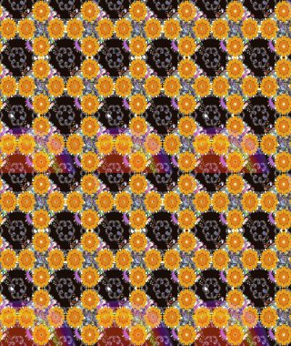 Sarı ve gri renkli çiçekler. Renkli Bahar Temalı Kusursuz Arkaplan. Düz Çiçek Elementleri Tasarımı. Güzel çiçek deseni..