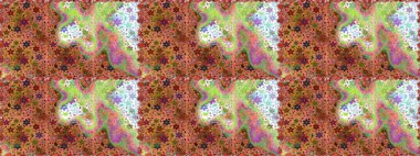Raster illüstrasyonunda kusursuz çiçek deseni. Kahverengi ve turuncu renkte çiçekler.
