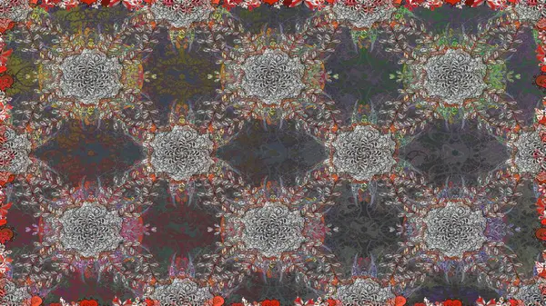 Çiçek grisi ve kahverengi, pürüzsüz desen. Raster Yumuşak kumaş deseni. Raster çiçek izi. Klasik taslak çizimi.