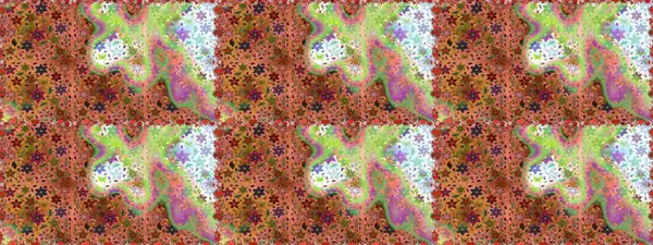 Raster illüstrasyonunda kusursuz çiçek deseni. Kahverengi ve turuncu renkte çiçekler.