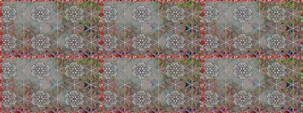 Kusursuz çiçek deseni. Güzel kumaş deseni. Asya tekstil tarzında. Renkli Bahar Temalı Kusursuz Arkaplan. Raster illüstrasyonu. Düz Çiçek Elementleri Tasarımı.