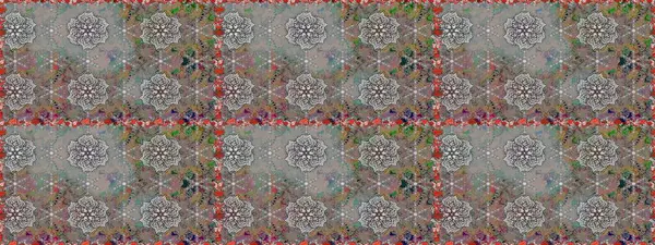 Kusursuz çiçek deseni. Güzel kumaş deseni. Asya tekstil tarzında. Renkli Bahar Temalı Kusursuz Arkaplan. Raster illüstrasyonu. Düz Çiçek Elementleri Tasarımı.