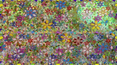 Klasik taslak çizimi. Raster çiçek izi. Çiçek yeşili, pürüzsüz desen.