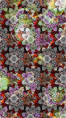 Çiçek desenli çizim. Raster illüstrasyonu. Renkli Bahar Teması eskiz kalıbı. Düz Çiçek Elementleri Tasarımı. Asya tekstil tarzında. Güzel kumaş deseni.