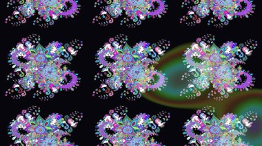 Üzerinde gelincikler ve vadi zambakları olan renkli çiçek desenli nakış deseni. Tekstil tasarımı için siyah renkli geleneksel halk çiçekleri buketi.