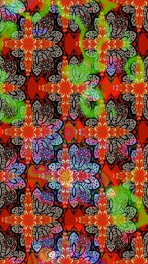 Kırmızı renkte çiçekler. Renkli bahar temalı eskiz kalıbı. Çiçekli çiçek deseni, suluboya. Düz Çiçek Elementleri Tasarım Raster illüstrasyonu.