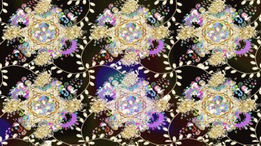 Düz Çiçek Elementleri Tasarımı. Renkli Bahar Teması eskiz kalıbı. Raster..