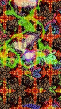 Raster illüstrasyonu. Kahverengi renklerde. Kahverengi renkte kahverengi papatya deseni.