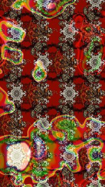 Raster illüstrasyonu. Çiçek deseni. Düz Çiçek Elementleri Tasarımı. Chichi 'nin kumaş kalıbını çiz. Renkli Bahar Teması çizim şablonu.