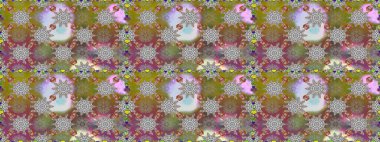 Düz Çiçek Elementleri Tasarımı. Güzel kumaş deseni. Asya tekstil tarzında. Kusursuz çiçek deseni. Renkli Bahar Temalı Kusursuz Arkaplan. Raster illüstrasyonu.