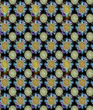 Siyah ve nötr renklerde çiçekler. Kumaş desenli papatya çiçekleri ayrıntıları.