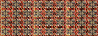 Damask arkaplanı. Kahverengi renkte altın bir element. Barok tarzında altın çiçekli süs. Altın çiçekli, pürüzsüz desen.