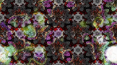 Çiçek desenli raster, gri çizgi grafik desenli soyut raster arkaplan. Modern stil dokusu.