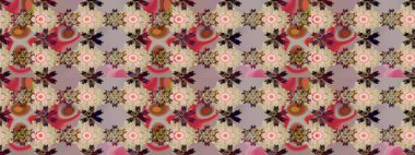 Çizim çiçek deseni duvar kâğıdı olarak kullanılabilir. Raster illüstrasyonu. Çiçekler bej ve nötr renklerde.