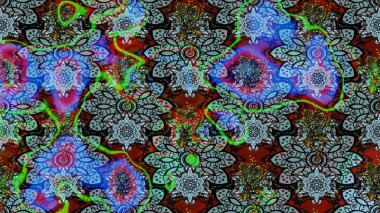 Çiçek süslemeli çizim deseni. Mavi renkli çiçekler. Raster illüstrasyonu.