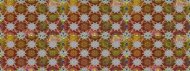 Kahverengi ve gri renkte güzel çiçekler, suluboya desenli, duvar kağıdı, kart ya da kumaş için fayanslı desenler. Raster..