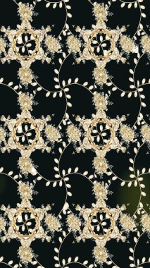 Parlak renkli çiçekleri ve gri renkli yaprakları olan harika bir çiçek deseni. Moda baskıları için zarif bir şablon. Modern çiçek arkaplanı. Halk stili.