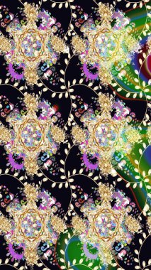 Çiçek ve yapraklı çiçek deseni. Küçük çiçekli şirin bir desen. Raster illüstrasyonu.