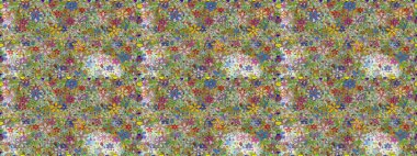 Düz Çiçek Elementleri Tasarımı. Renkli Bahar Temalı Kusursuz Arkaplan. Tarafsız renklerde çiçekler. Sevimli çiçek raster deseni.