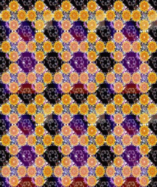 Raster düz çiçekleri pürüzsüz desen. Hediye ambalaj kağıdı, tebrik kartları, posterler ve pankart tasarımı. Sarı ve siyah renkte çiçekler.