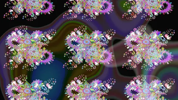 Raster illüstrasyonu. Suluboya tarzında mor renkler üzerinde. Küçük çiçekli bahar deseni çiz.