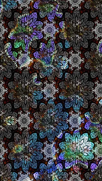 Çiçek deseni. Flower eskiz arka planı. Raster illüstrasyonu. Şatafatlı bahar bahçesi dokusu.