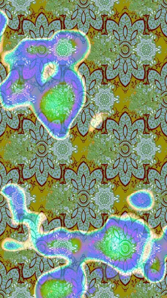 Yeşil renklerde. 3D çiçekler, eskiz. Raster illüstrasyonu.