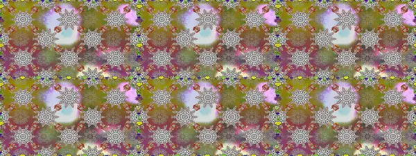 Düz Çiçek Elementleri Tasarımı. Güzel kumaş deseni. Asya tekstil tarzında. Kusursuz çiçek deseni. Renkli Bahar Temalı Kusursuz Arkaplan. Raster illüstrasyonu.