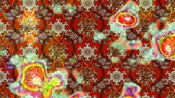 Raster illüstrasyonundaki çiçek desenli çizim. Kahverengi renkli çiçekler. Renkli Bahar Teması eskiz kalıbı. Düz Çiçek Elementleri Tasarımı.