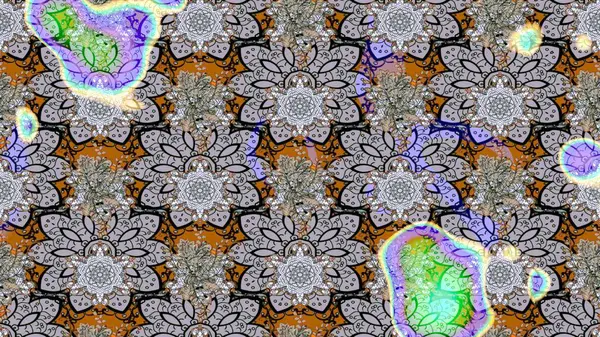 Raster illüstrasyonundaki çiçek desenli çizim. Gri renklerde. Güzel kumaş deseni. Raster illüstrasyonu.