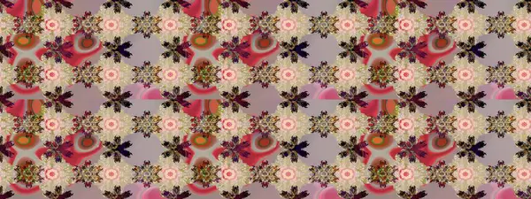 Çizim çiçek deseni duvar kâğıdı olarak kullanılabilir. Raster illüstrasyonu. Çiçekler bej ve nötr renklerde.