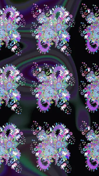 Raster illüstrasyonundaki çiçek desenli çizim. Siyah renkli çiçekler. Renkli Yaz Temalı eskiz kalıbı. Düz Çiçek Elementleri Tasarımı.