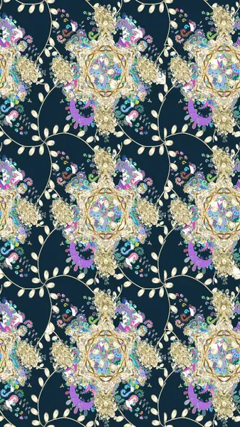 Raster illüstrasyonundaki çiçek desenli çizim. Mavi renkli çiçekler. Renkli Bahar Teması eskiz kalıbı. Düz Çiçek Elementleri Tasarımı.