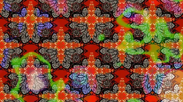 Zentangle soyut çiçekleri. Karalama çiçeği. Raster illüstrasyonu. Güzel kumaş deseni. Renkli Bahar Teması eskiz kalıbı. Düz Çiçek Elementleri Tasarımı.