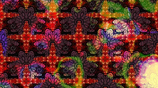 Tomurcukları papatya çiçekleri olan sevimli bir çiçek deseni. Eskiz geçmişi. Raster illüstrasyonu. Kumaş, tekstil, duvar kağıdı baskısı için. Eski usul. Miles Fleur, dandik süs.