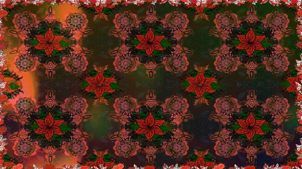 Çocuksu tasarım. El çizimi çiçekli, pürüzsüz bir desen. Kahverengi ve gri arka planda. Tekstil, kumaş, ambalaj, hatıra defteri için güzel çiçek arkaplanı..