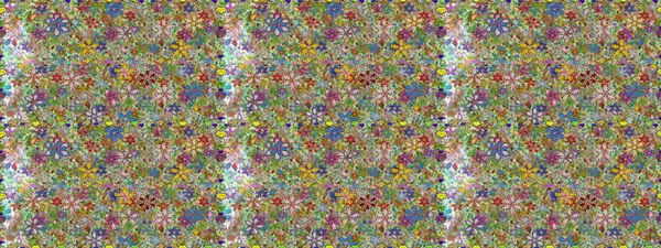 Renkli Bahar Temalı Kusursuz Arkaplan. Şirin çiçek elementleri. Kusursuz desenli, modaya uygun kumaş deseni. Raster illüstrasyonu. Düz Çiçek Elementleri Tasarımı.