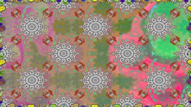 Çiçek deseni. Raster illüstrasyonu. Gri renkli çiçekler. Şatafatlı bahar bahçesi dokusu. Gri renklerde desensiz çiçek.