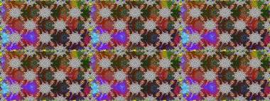 Raster illüstrasyonu. Çiçeklerle suluboya desenli çiçek deseni. Kahverengi renkli güzel tekstil.