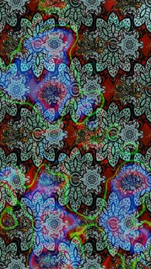 Raster. Mavi renkte güzel çiçekler, suluboya desenli eskiz deseni, duvar kağıdı, kart veya kumaş için fayanslı..