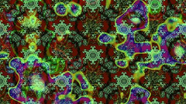 Patlayan çiçekler soyut olarak yerleştirilmiş. Raster deseni. Yumuşak, yeşil renkli bahar çiçekleri. Raster illüstrasyonu.