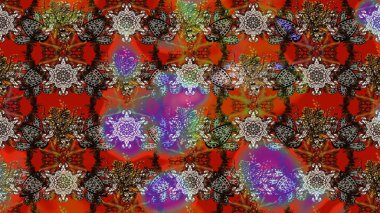 Kahverengi renkli etnik çiçeklerin olduğu zarif bir eskiz modeli. Asya Tekstil 'inde Raster Çiçek İllüstrasyonu.