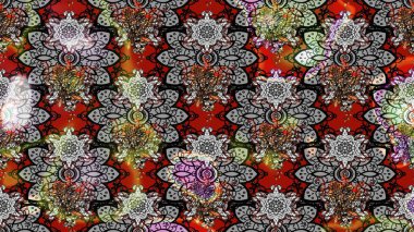 Şirin çiçekler. Çizgi çizimi kalıbı. Raster Moda kumaş deseni.