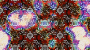 Çiçeksel fantezi tasarımı ve parlak bir arka plan çizimi. Renkli Bahar Teması eskiz kalıbı. Düz Çiçek Elementleri Tasarımı.