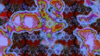 Mavi renkli bitkilerden oluşan parlak çiçekli çizim deseni.